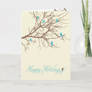 Winter Birds Holiday Card (turquoise)