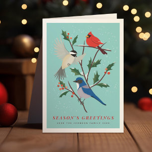 Winter Birds Illustrated Photo Holiday Card