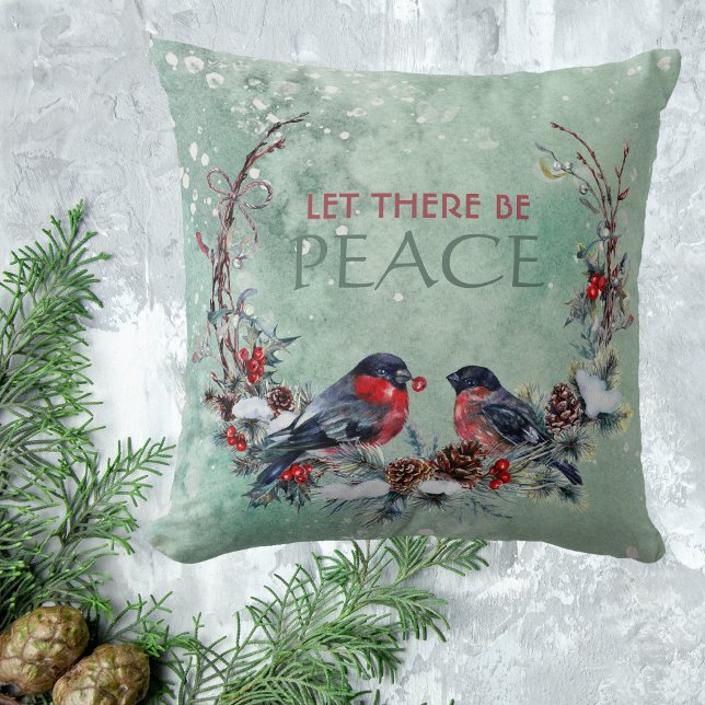 Winter Birds Pine Branch Wreath Cushion (Creator Uploaded)