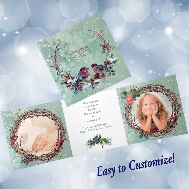 Winter Birds Pine Wreath Photo Template Christmas  (Creator Uploaded)