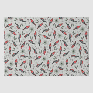 Winter Birds Red Cardinal, Pine and Berries Tissue Paper