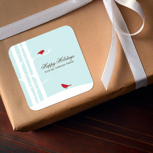 Winter Birds Square Sticker