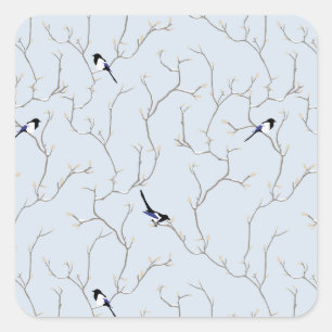 Winter BIrds Square Sticker