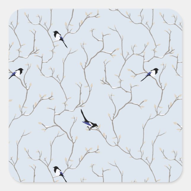 Winter BIrds Square Sticker (Front)