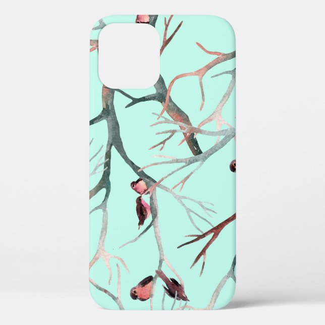 Winter Birds Tree Branches Watercolor Case-Mate iPhone Case (Back)