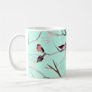 Winter Birds Tree Branches Watercolor Coffee Mug