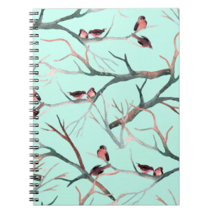 Winter Birds Tree Branches Watercolor Notebook