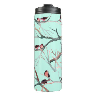 Winter Birds Tree Branches Watercolor Thermal Tumbler