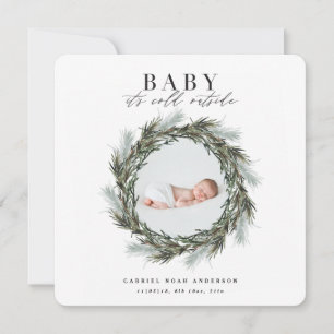 Winter birth announcement Christmas photo Holiday