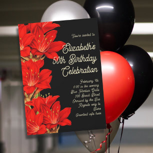 Winter Birthday Amaryllis Flowers Invitation
