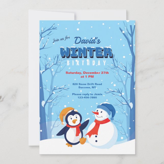 Winter Birthday Invitation (Front)