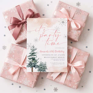 Winter Birthday Invitation, It's Party Time Invitation