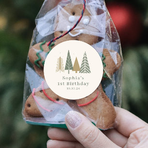 Winter Birthday Party Classic Round Sticker