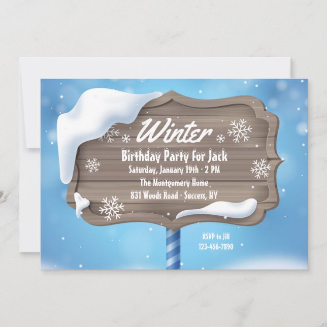 Winter Birthday Party Invitation (Front)
