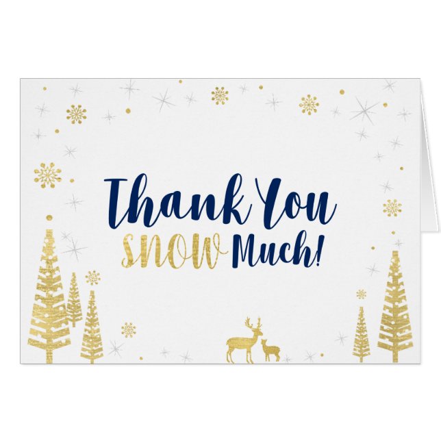 Winter Birthday Thank You Card - Black & Gold (Front Horizontal)