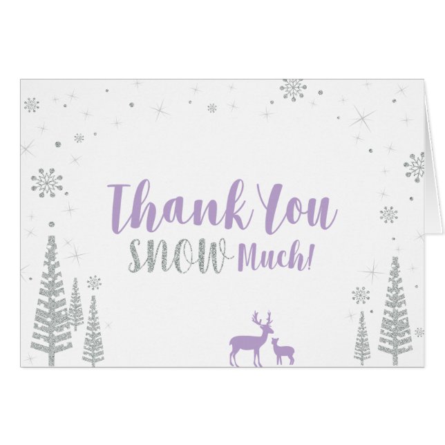 Winter Birthday Thank You Card - Purple & Silver (Front Horizontal)