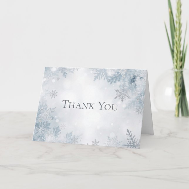 Winter Birthday Thank You Cards Elegant Snow (Front)