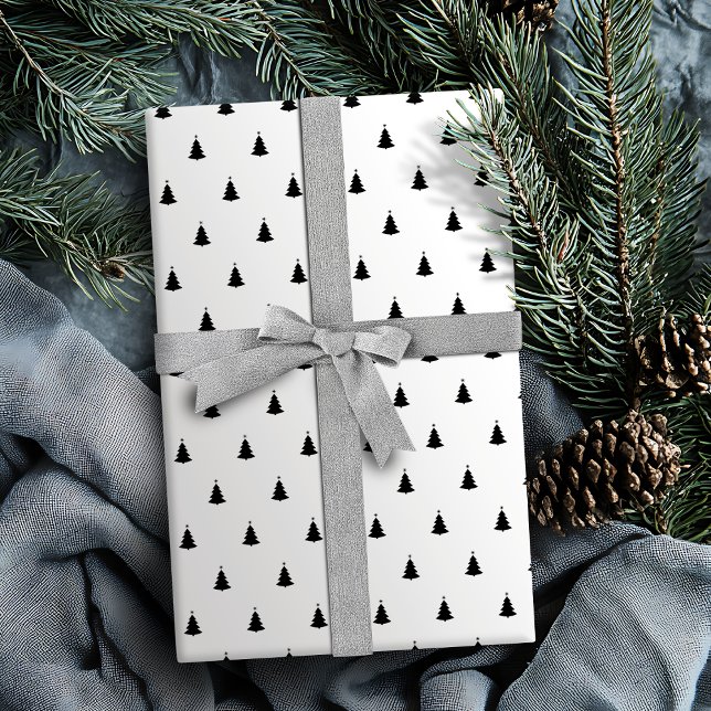 Winter Black And White Christmas Tree Holiday Wrapping Paper (Winter Black And White Christmas Tree Holiday Wrapping Paper)
