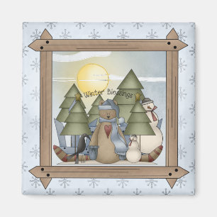 Winter Blessings Country Teddy Bears Magnet
