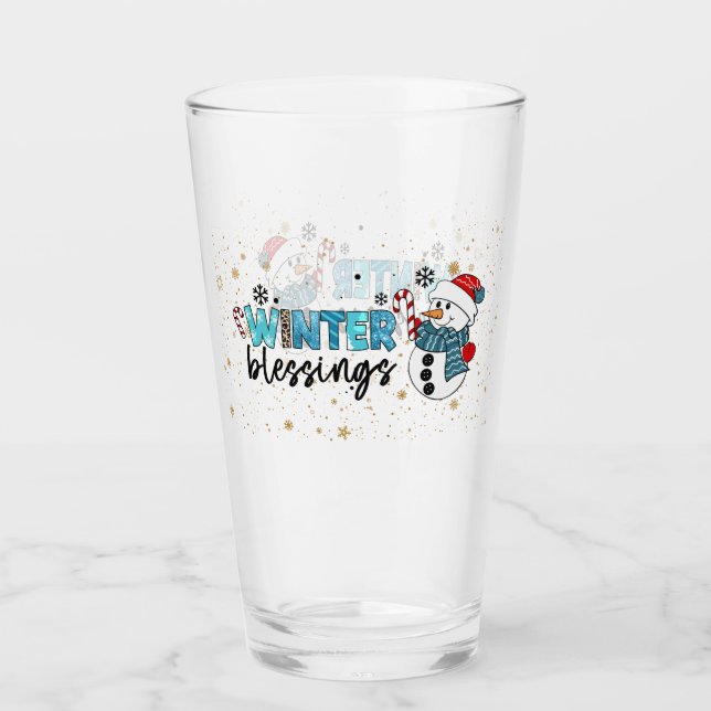 Winter Blessings Customise Glass (Front)