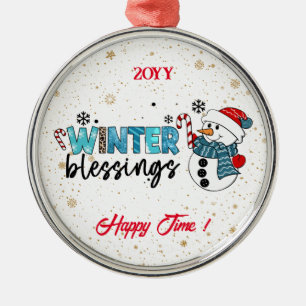 Winter Blessings Customise Metal Ornament