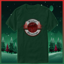 Winter Blessings Plaid Moose Badge