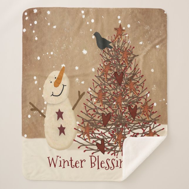 Winter Blessings  Sherpa Blanket (Front)