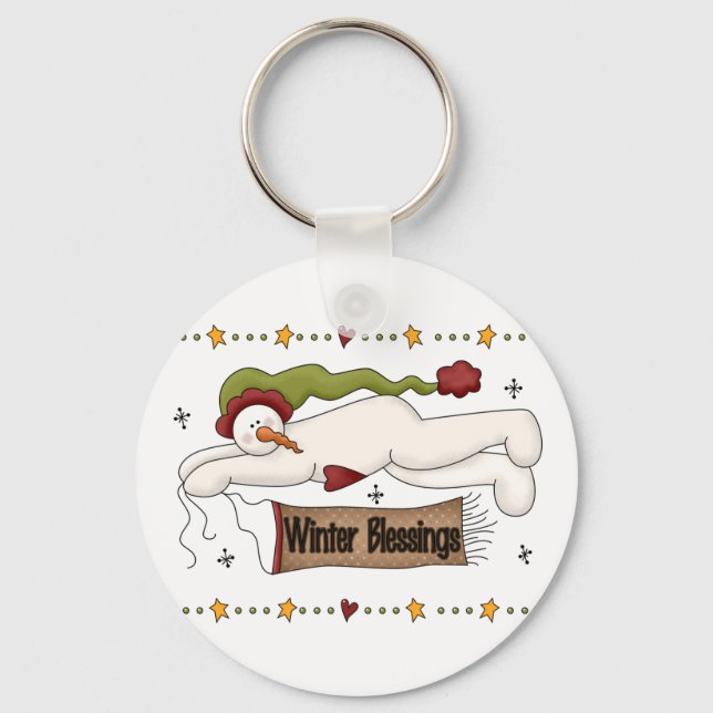 Winter Blessings Tshirts and Gifts Key Ring (Front)