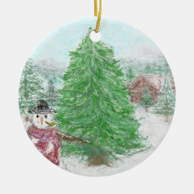 Winter Bliss Ceramic Ornament (Front)