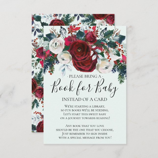 Winter Bloom Floral Baby Shower Book for Baby Invitation (Front/Back)