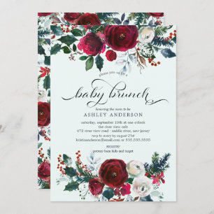 Winter Bloom Floral Baby Shower Brunch Invitation