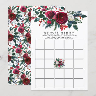 Winter Bloom Floral Bridal Shower Bingo Game Invitation