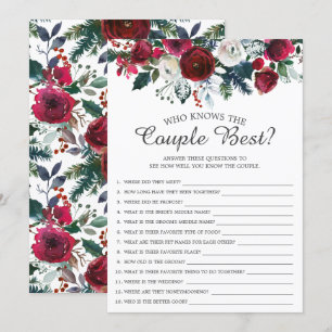 Winter Bloom Who Knows the Couple Best Bridal Game Invitation