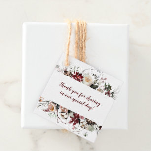 Winter Blooms Burgundy Wedding Favour Tags