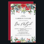 Winter Blooms Floral Bar Mitzvah Invitation<br><div class="desc">Invite family and friends with this customisable Bar Mitzvah invitation. It features watercolour garlands of red roses, winterberries and poinsettia flowers with pinecones and greenery accents. Personalise by adding names, date, time, venue and other event details. This winter floral invitation is perfect for winter Bar Mitzvahs. Matching items are available....</div>