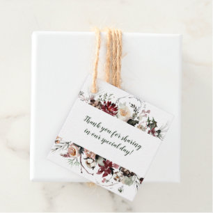 Winter Blooms Forest Green Wedding   Favour Tags
