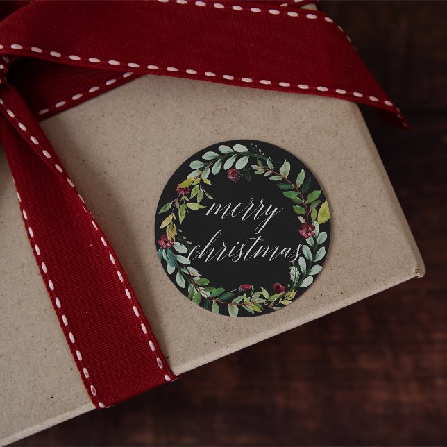 Winter Blooms | Merry Christmas Classic Round Sticker (Creator Uploaded)