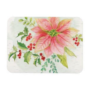 Winter Blooms Pink Blooming Poinsettia Magnet