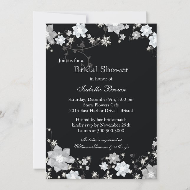 Winter Blossom Bridal Shower Invitation (Front)