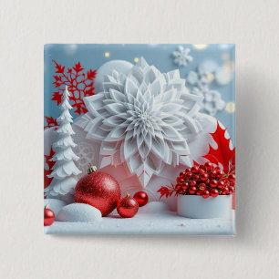 Winter Blossom Composition 15 Cm Square Badge