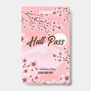 Winter Blossom Hall Pass Badge ID Badge