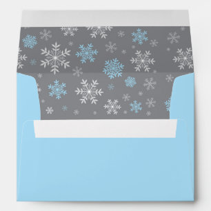 Winter Blue and Grey Snowflake Pattern Envelope