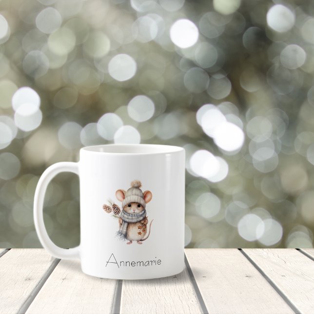 Winter Blue and Tan Watercolor Mouse Mug (Creator Uploaded)