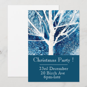 WInter blue and white Christmas party invitation