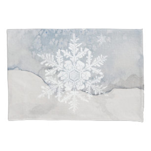 Winter Blue and White, Snowflake Design Pillowcase