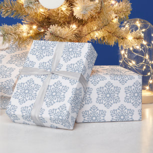 Winter Blue And White Snowflakes Christmas Holiday Wrapping Paper