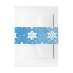 Winter blue and white Snowflakes pattern Invitation Belly Band