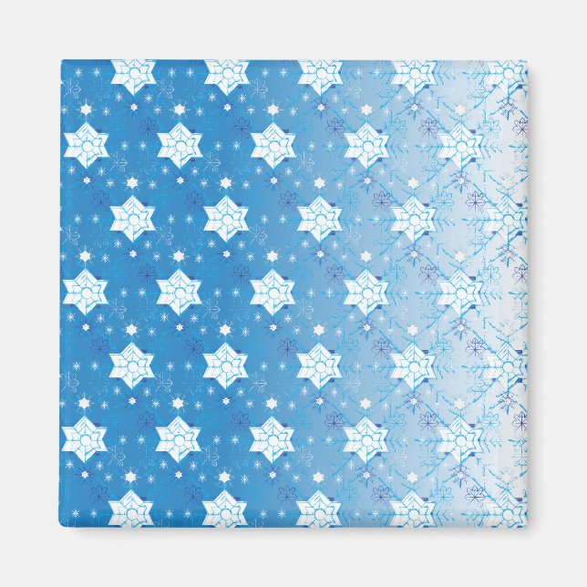 Winter blue and white Snowflakes pattern Magnet (Front)