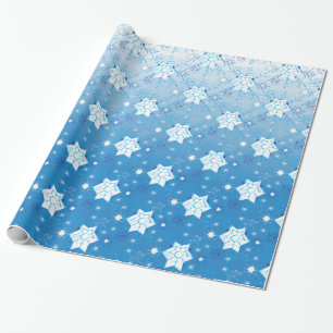 Winter blue and white Snowflakes pattern Wrapping Paper