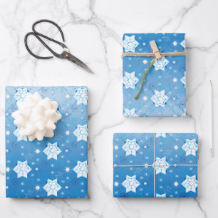 Winter blue and white Snowflakes pattern  Wrapping Paper Sheet